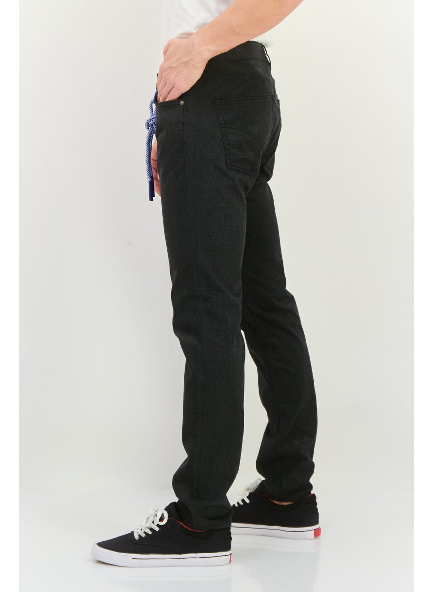 Men Slim  Fit Solid Chino Pants, Charcoal