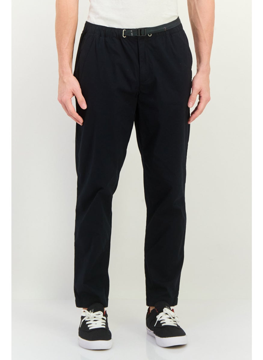 Men Regular Fit Solid Chino Pants, Navy