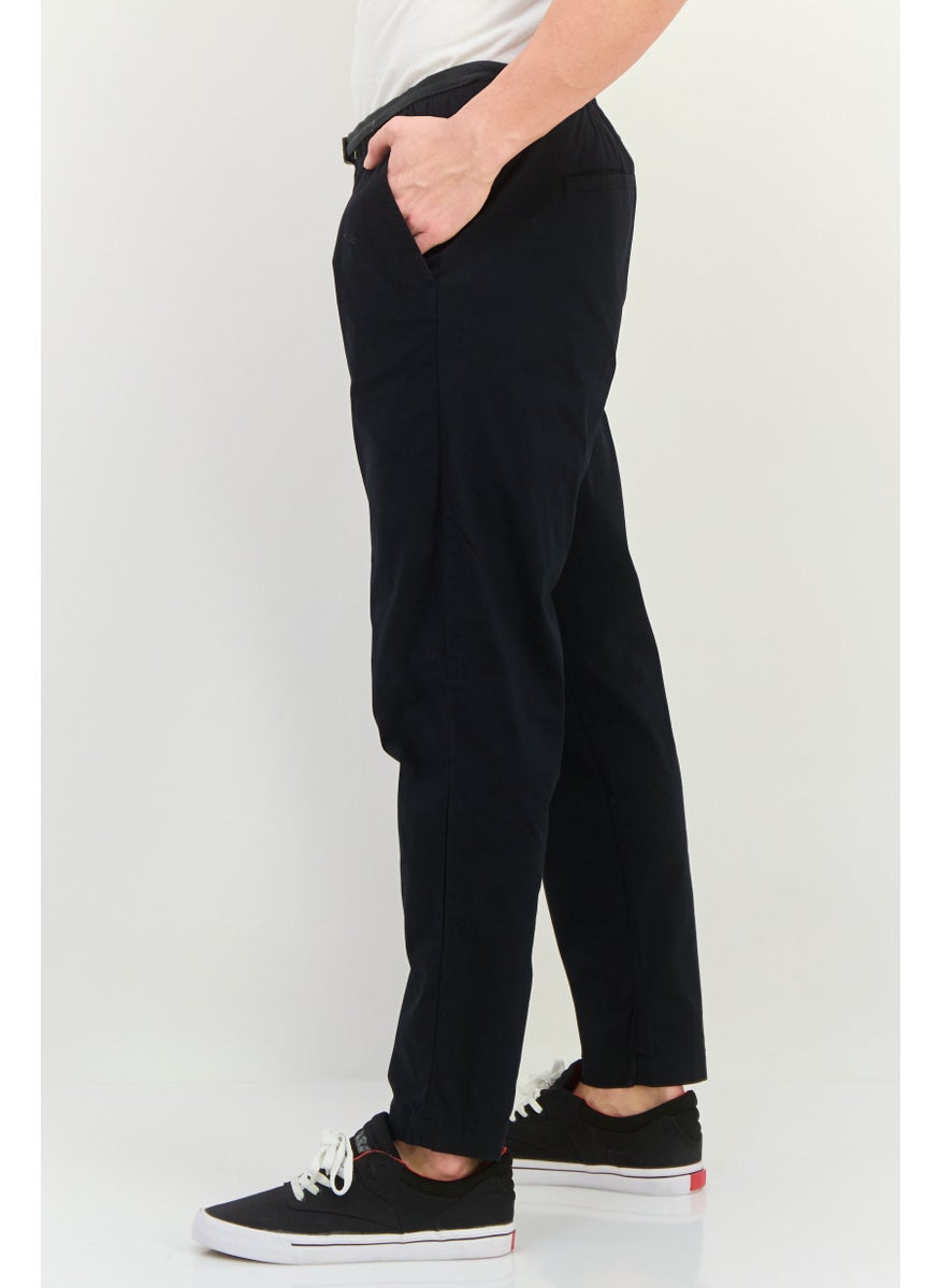 Men Regular Fit Solid Chino Pants, Navy
