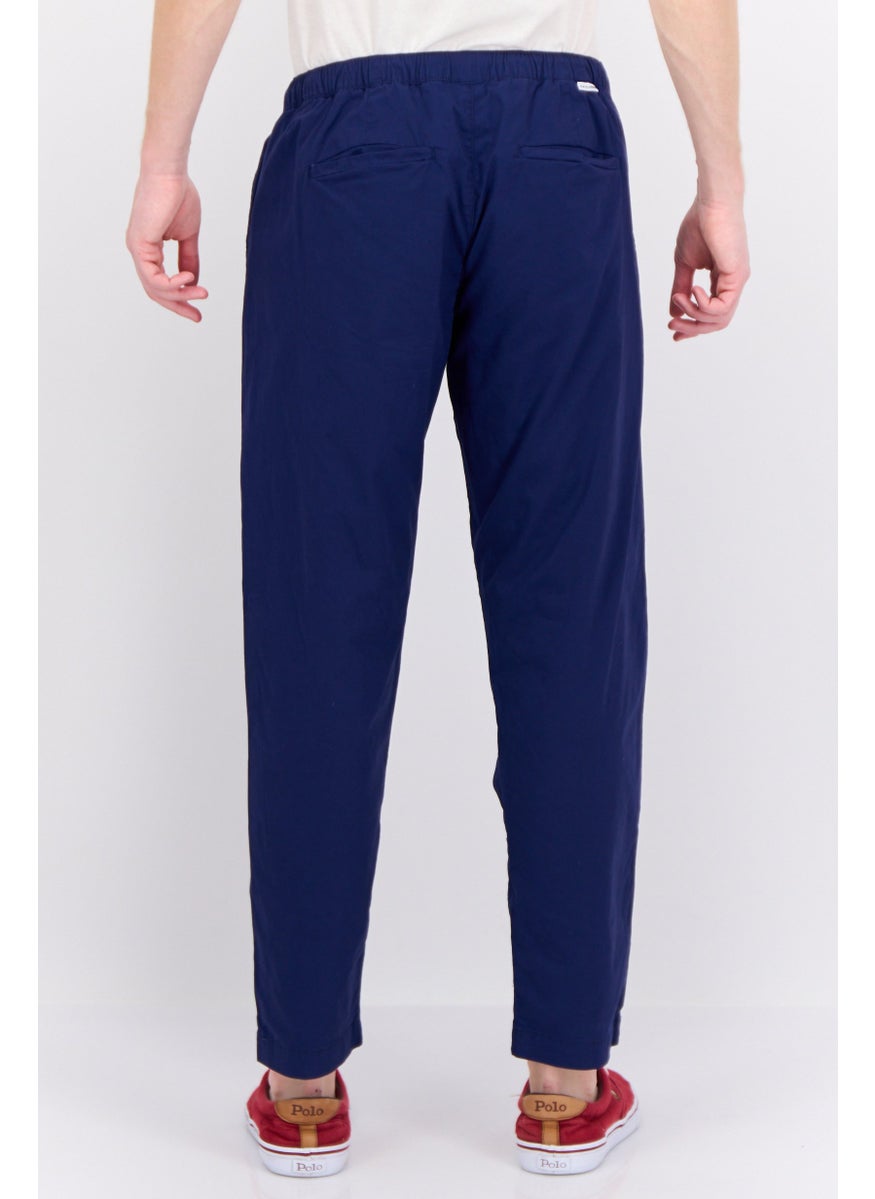 Men Regular Fit Solid Chino Pants, Blue