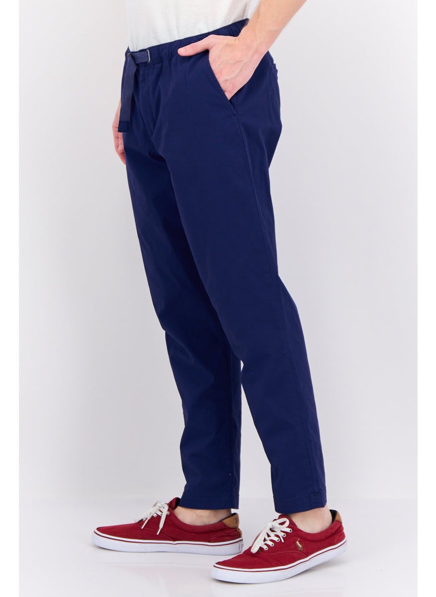 Men Regular Fit Solid Chino Pants, Blue