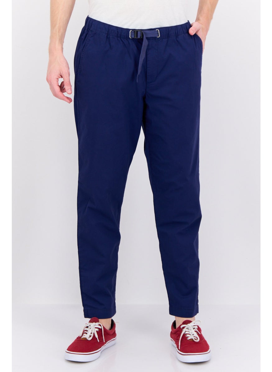 Men Regular Fit Solid Chino Pants, Blue