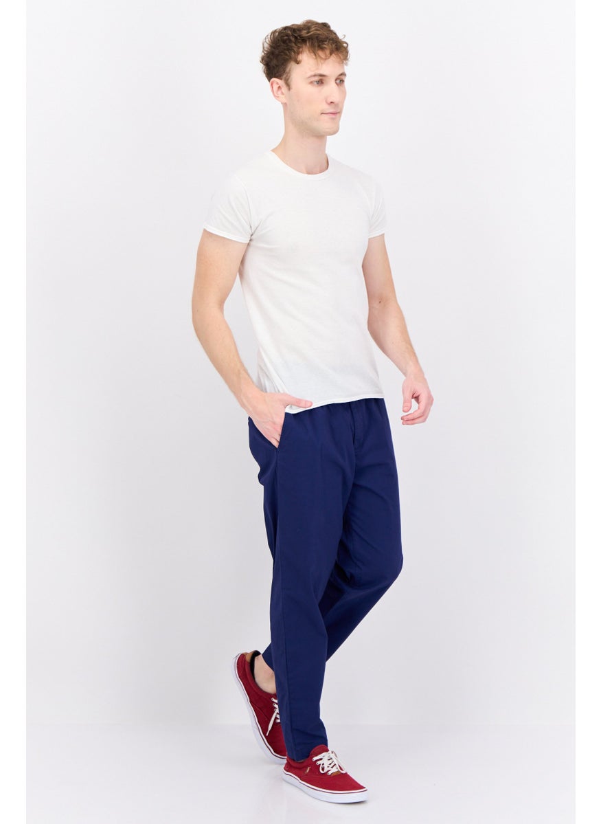 Men Regular Fit Solid Chino Pants, Blue