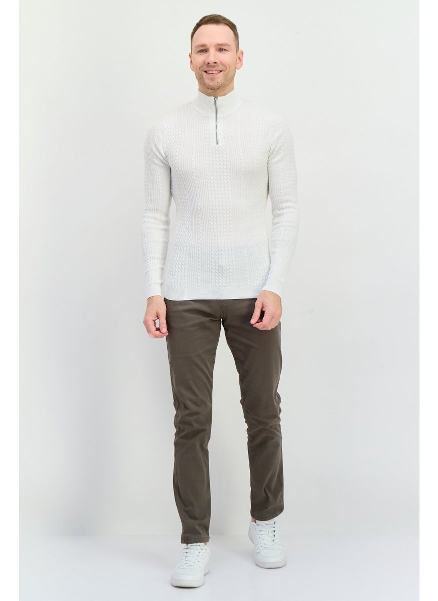 Men Slim Fit Solid Chino Pants, Olive