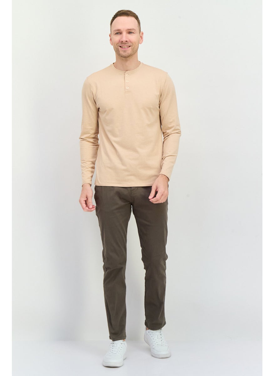 Men Slim Fit Solid Chino Pants, Olive