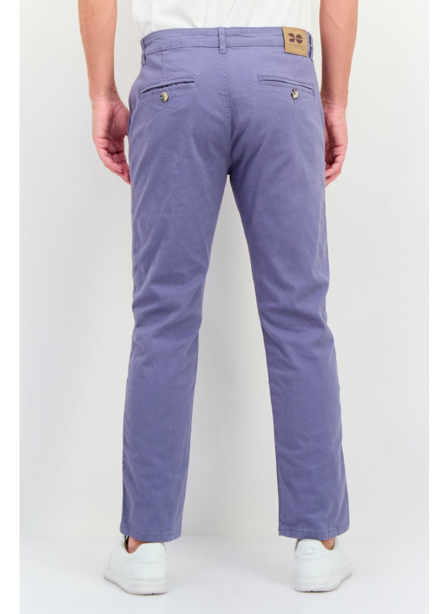 Men Slim Fit Plain Chino Pants, Pale Blue