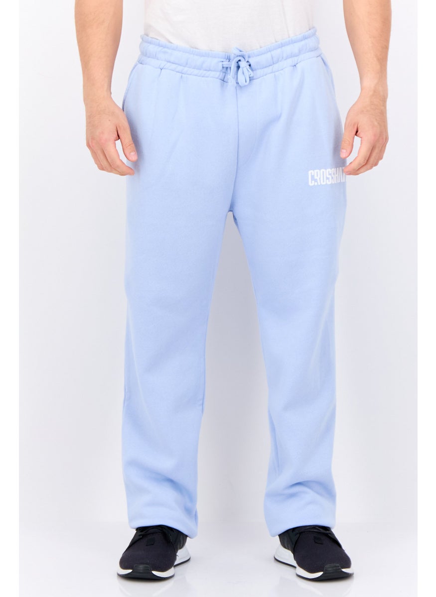 Men Regular Fit Brand Logo Jogger Pants, Light Blue