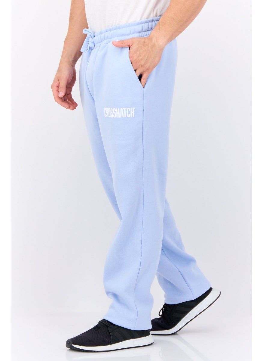 Men Regular Fit Brand Logo Jogger Pants, Light Blue