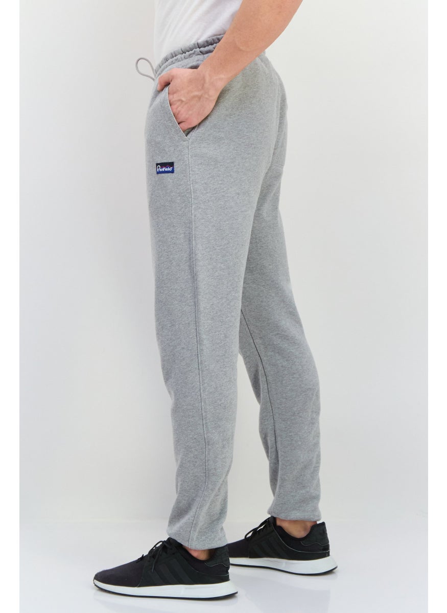 Men Regular Fit Brand Logo Jogger Pants, Grey