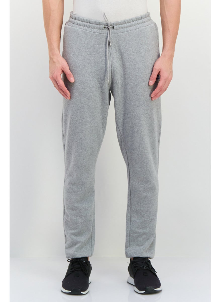 Men Regular Fit Brand Logo Jogger Pants, Grey