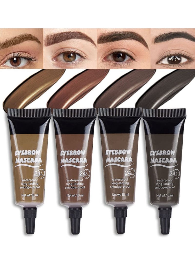 4 Colors High Concentration of Thickening Brow Mascara Eyebrow Gel, Waterproof High Color Rendering Volumizing Brow Mascara with Eyebrow Brush, 48 Hours Semi-Permanent Tinted Eyebrow Fashion