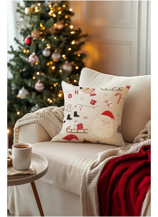 Koza Home Charm Christmas Themed Special Color Printed Beige Cushion 43X43 35265A 43 x 43