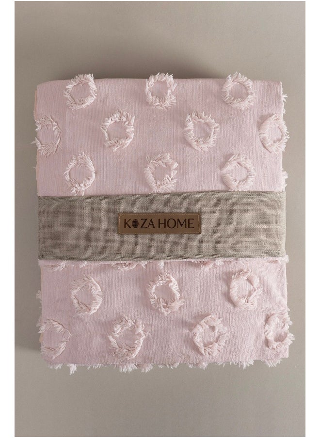 Koza Home Sitra Powder Double Tassel Bedspread 230x250 2 Pillow 50x70 5032 230 x 250