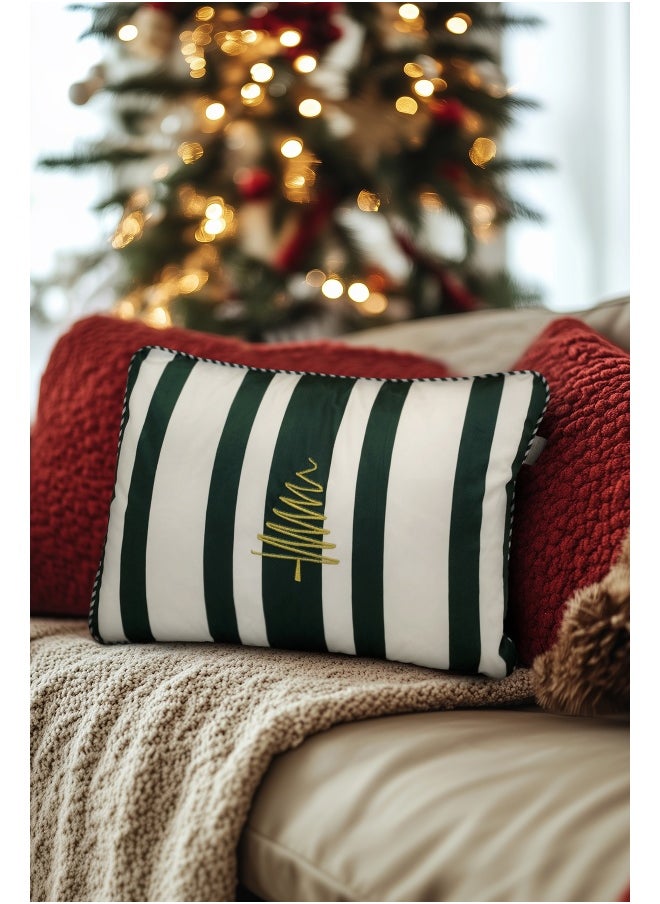 Koza Home Charm White Green Pine Tree Printed Cushion 40X60 35259A 40 x 60