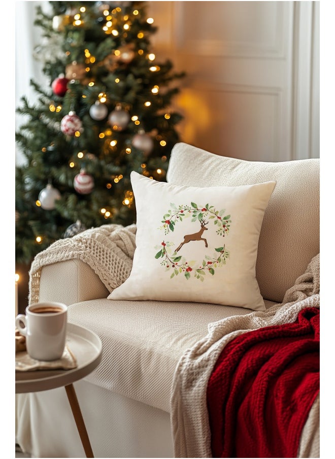 Koza Home Charm Colorful Deer Printed White Cushion 43X43 35257A 43 x 43