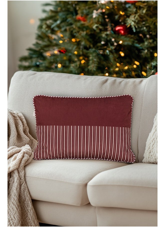 Koza Home Charm Red White Stripe Printed Cushion 40X60 35256A 40 x 60