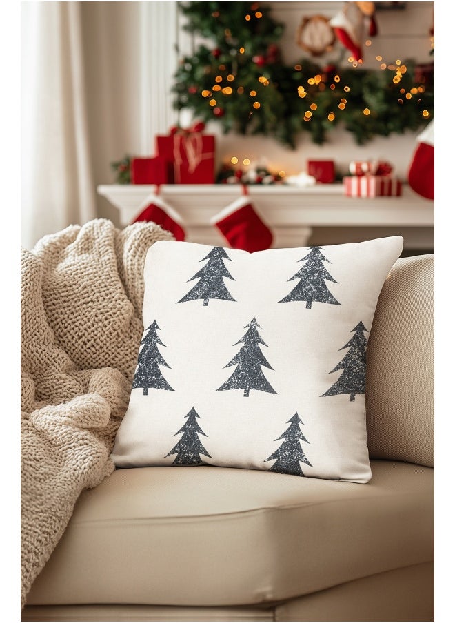 Koza Home Charm Pine Tree Printed Cream Cushion 45X45 35252A 45 x 45