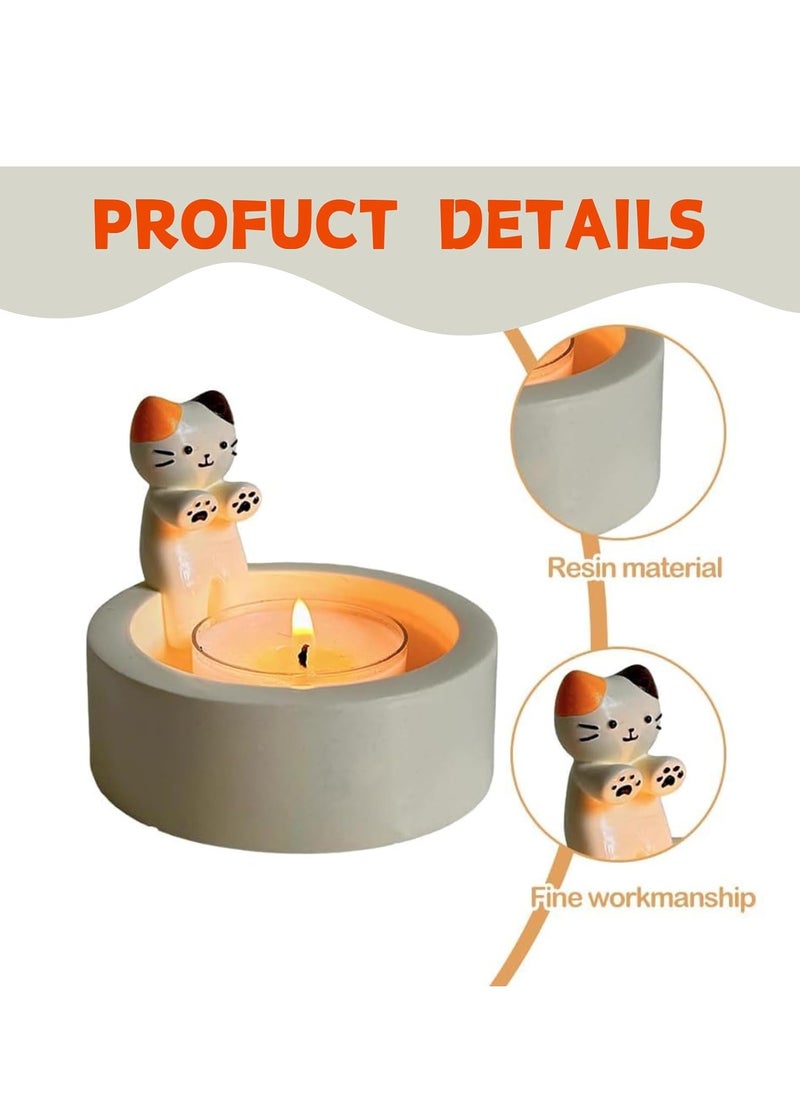 Cartoon Kitten Candle Holder, 2PCS Cat Candle Holder with Warming Cat Paws, Candle Holder Decor, Cute Cat Scented Candle Holder Home Decor, Gift for Cat Lover (Without Candle)