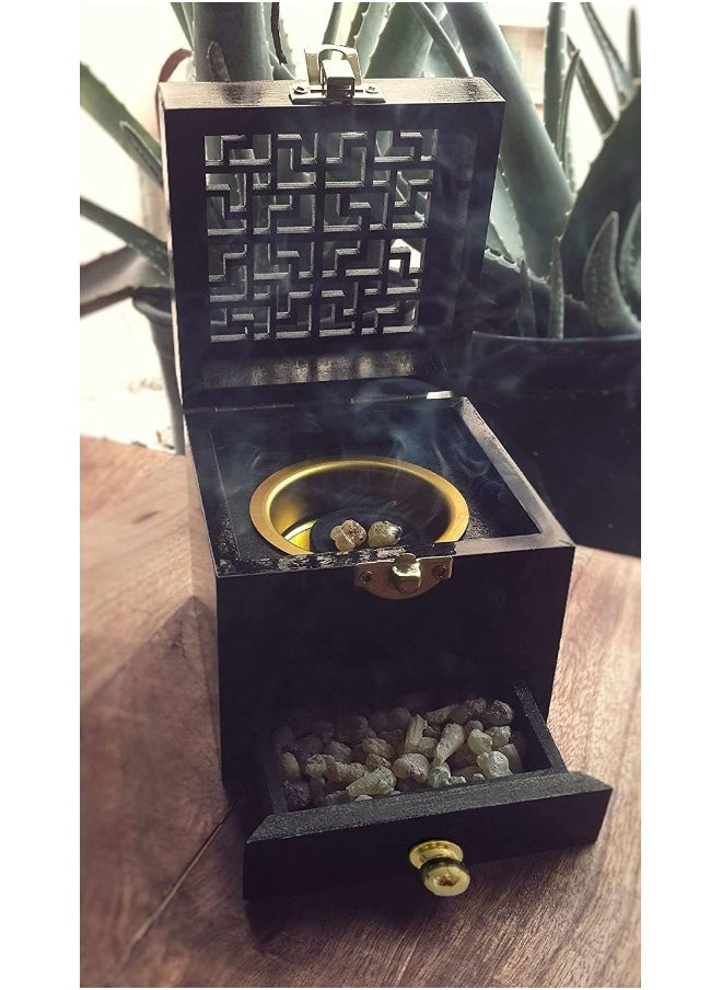 Nazareth Store Wooden Incense Burner Resin Holder - Black