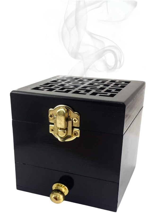 Nazareth Store Wooden Incense Burner Resin Holder - Black