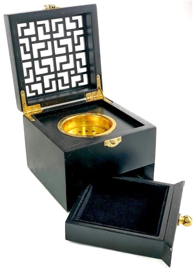 Nazareth Store Wooden Incense Burner Resin Holder - Black