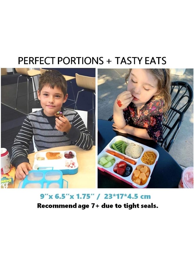 kinsho Bento-Box with Insulated Lunch Bag Set. 2 Lunch-Boxes for Kids, Adults. Slim Leak-proof Bentoboxes. BPA Free. Fork & Spoon Utensils. Blue & Pink, Large
