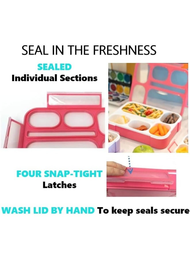 kinsho Bento-Box with Insulated Lunch Bag Set. 2 Lunch-Boxes for Kids, Adults. Slim Leak-proof Bentoboxes. BPA Free. Fork & Spoon Utensils. Blue & Pink, Large