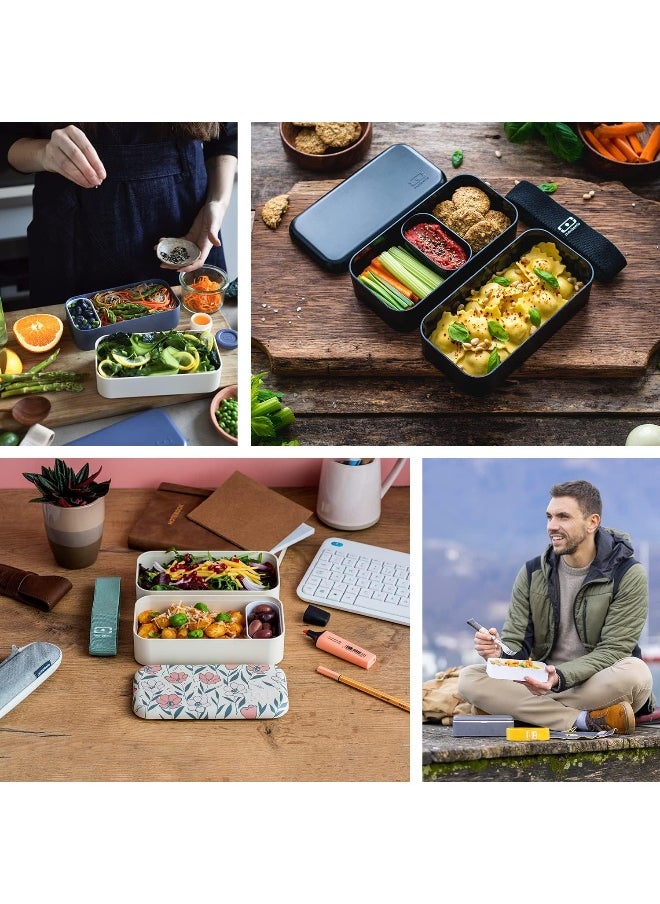 monbento - Bento Box MB Original Onyx with Compartments - 2 Tier Leakproof Lunch Box for Work Lunch Packing and Meal Prep - BPA Free - Food Grade Safe Food Containers - Black
