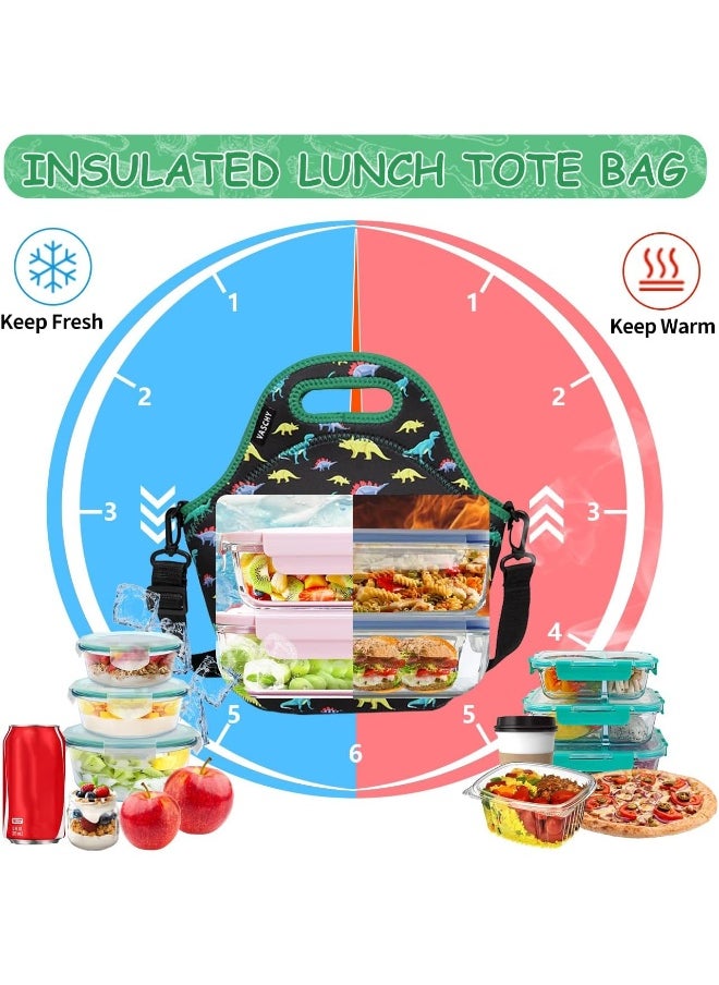 VASCHY Neoprene Insulated Lunch Bag Tote with Detachable Adjustable Shoulder Strap for Kids, Women