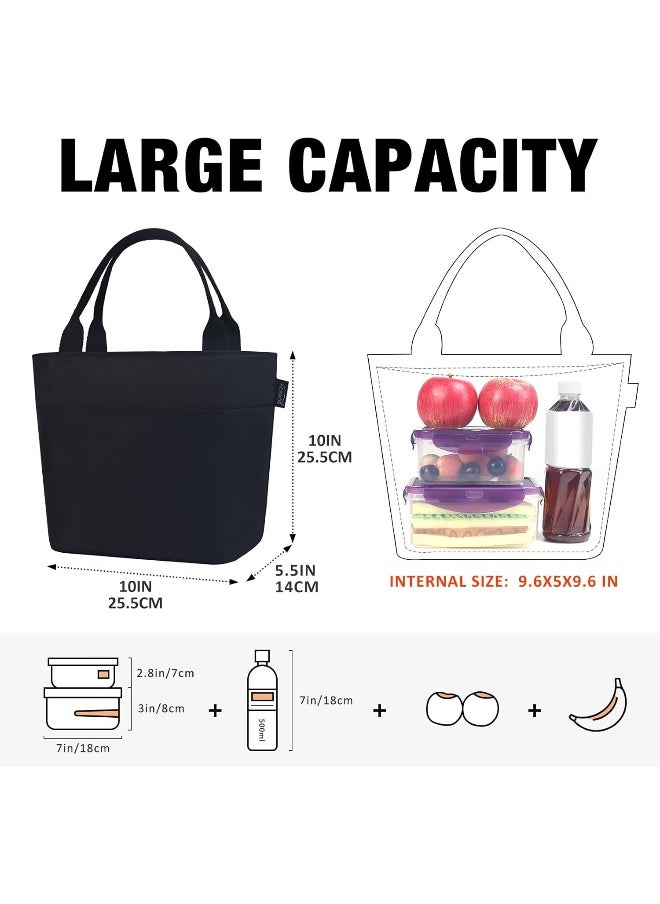 Aosbos Lunch Bags for Women Insulated Food Tote Bag Cooler Box Adult Men Kids (Black)