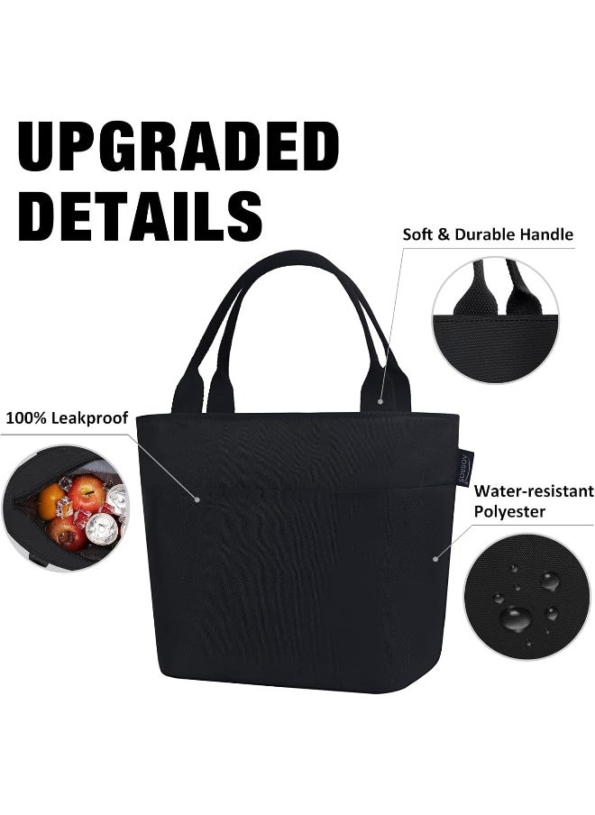 Aosbos Lunch Bags for Women Insulated Food Tote Bag Cooler Box Adult Men Kids (Black)