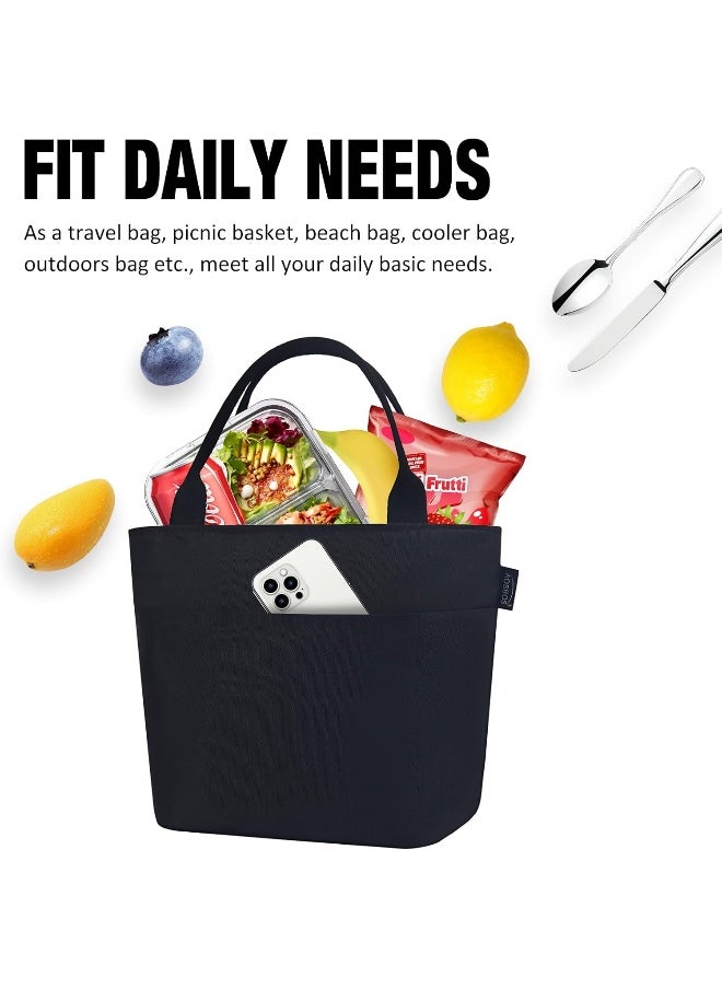 Aosbos Lunch Bags for Women Insulated Food Tote Bag Cooler Box Adult Men Kids (Black)