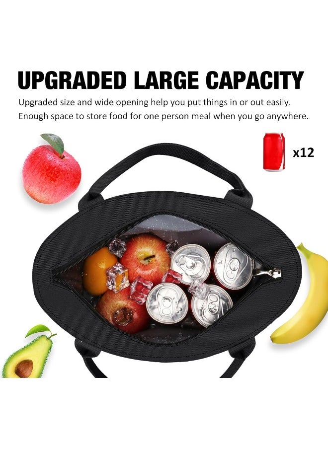 Aosbos Lunch Bags for Women Insulated Food Tote Bag Cooler Box Adult Men Kids (Black)