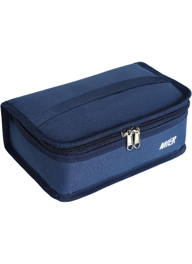MIER Portable Thermal Insulated Cooler Bag Mini Lunch Bag for Kids, Navy Blue