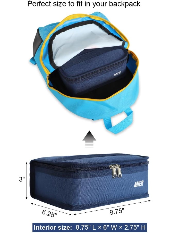 MIER Portable Thermal Insulated Cooler Bag Mini Lunch Bag for Kids, Navy Blue