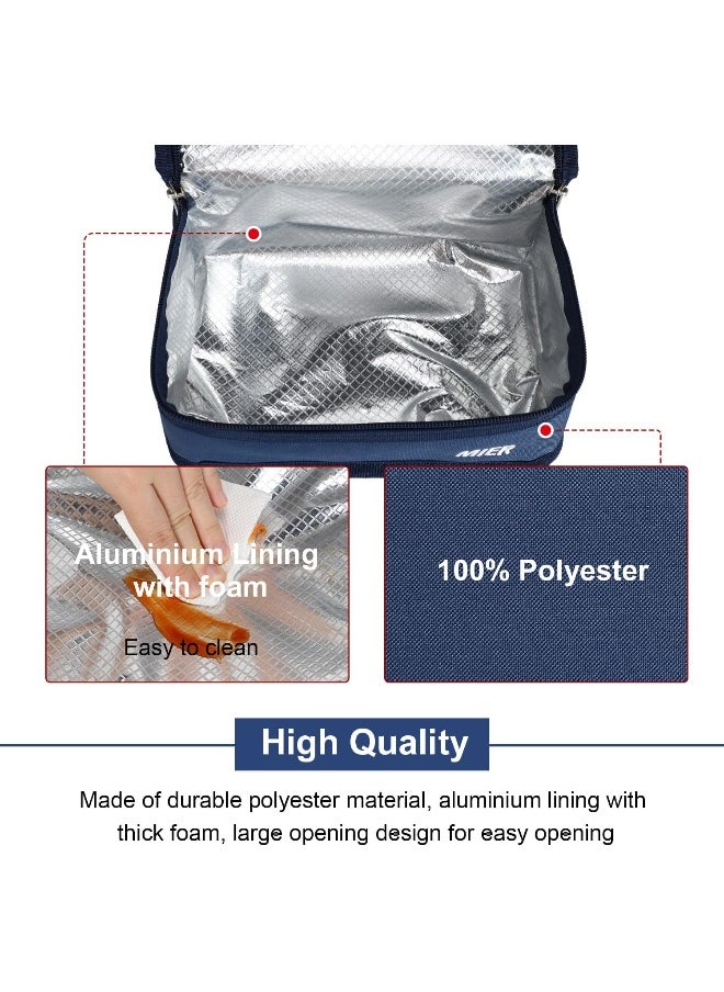 MIER Portable Thermal Insulated Cooler Bag Mini Lunch Bag for Kids, Navy Blue