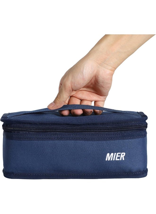 MIER Portable Thermal Insulated Cooler Bag Mini Lunch Bag for Kids, Navy Blue