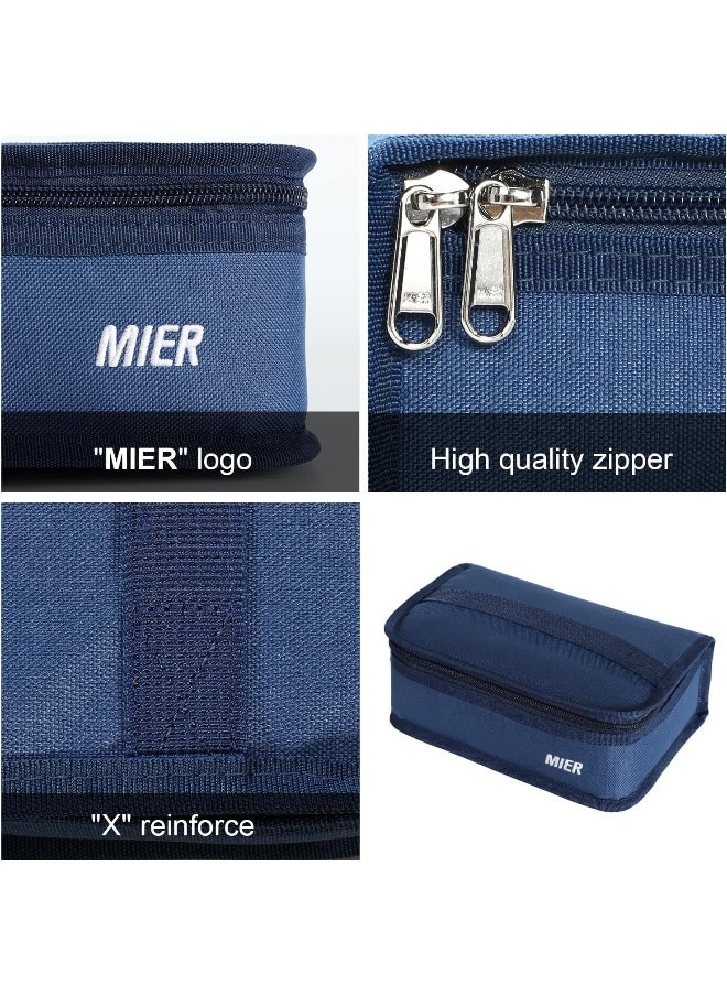 MIER Portable Thermal Insulated Cooler Bag Mini Lunch Bag for Kids, Navy Blue