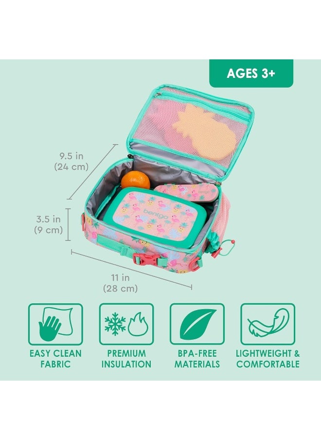Bentgo® Kids Prints Lunch Bag - Double Insulated, Durable, Water-Resistant Fabric with Interior and Exterior Zippered Pockets and External Bottle Holder- Ideal for Children 3+