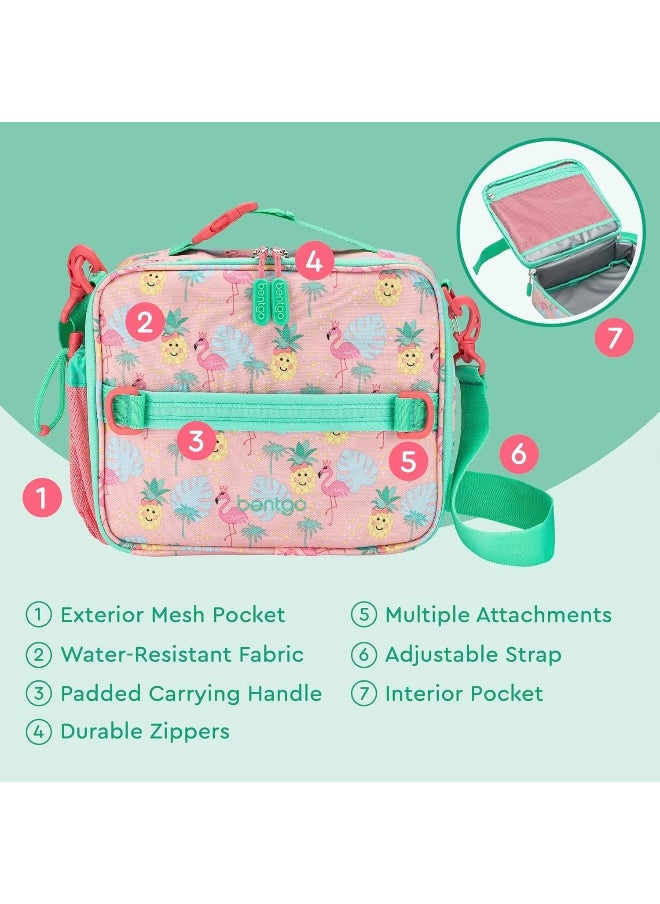 Bentgo® Kids Prints Lunch Bag - Double Insulated, Durable, Water-Resistant Fabric with Interior and Exterior Zippered Pockets and External Bottle Holder- Ideal for Children 3+