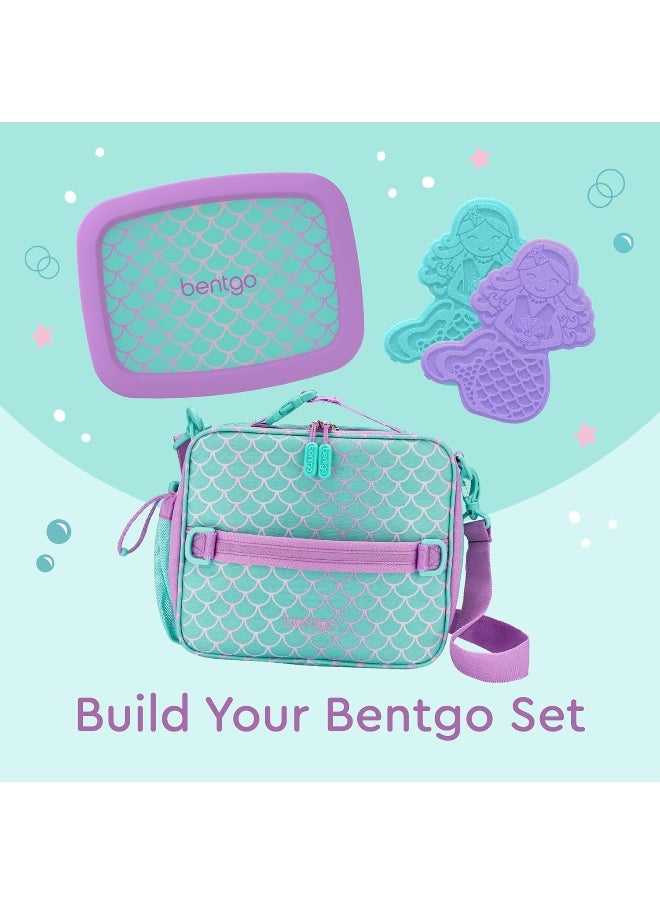 Bentgo Kids Lunch Bag - Durable, Double Insulated, Water-Resistant Fabric, Interior & Exterior Zippered Pockets, Water Bottle Holder - Ideal for Children 3+ (Mermaid)