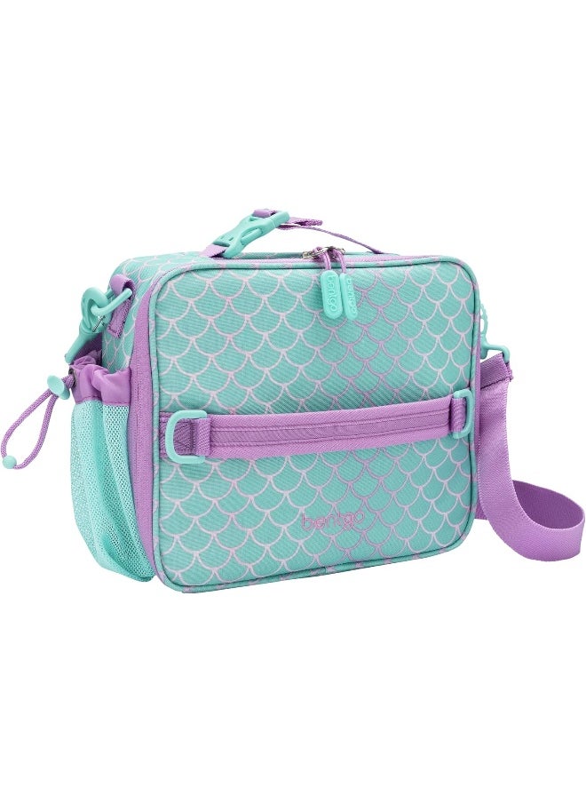 Bentgo Kids Lunch Bag - Durable, Double Insulated, Water-Resistant Fabric, Interior & Exterior Zippered Pockets, Water Bottle Holder - Ideal for Children 3+ (Mermaid)