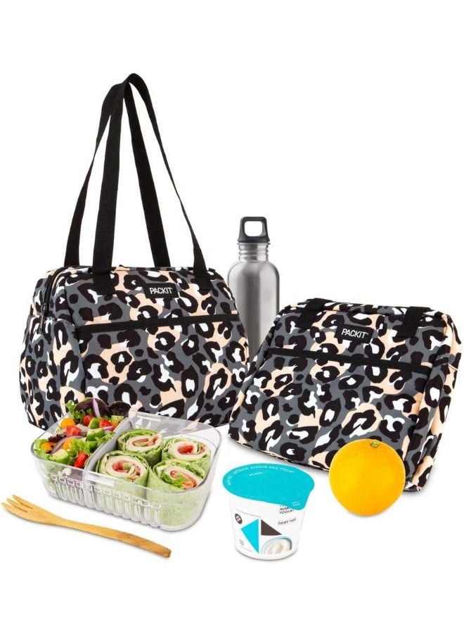 PackIt Freezable Hampton Lunch Bag Wild Leopard Gray