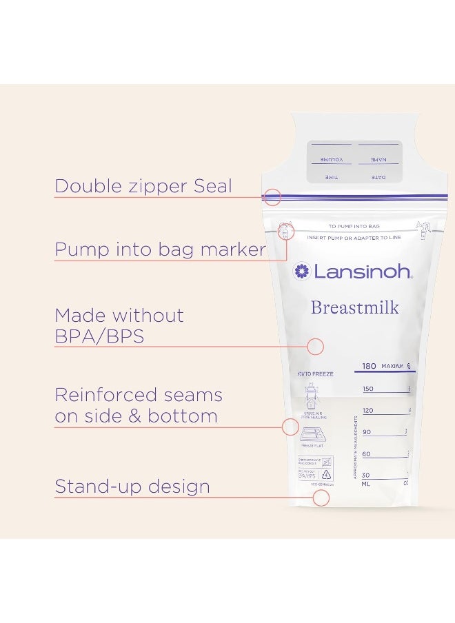 Lansinoh Breastmilk Storage Bags, 200 Count (2 Packs of 100 Bags)