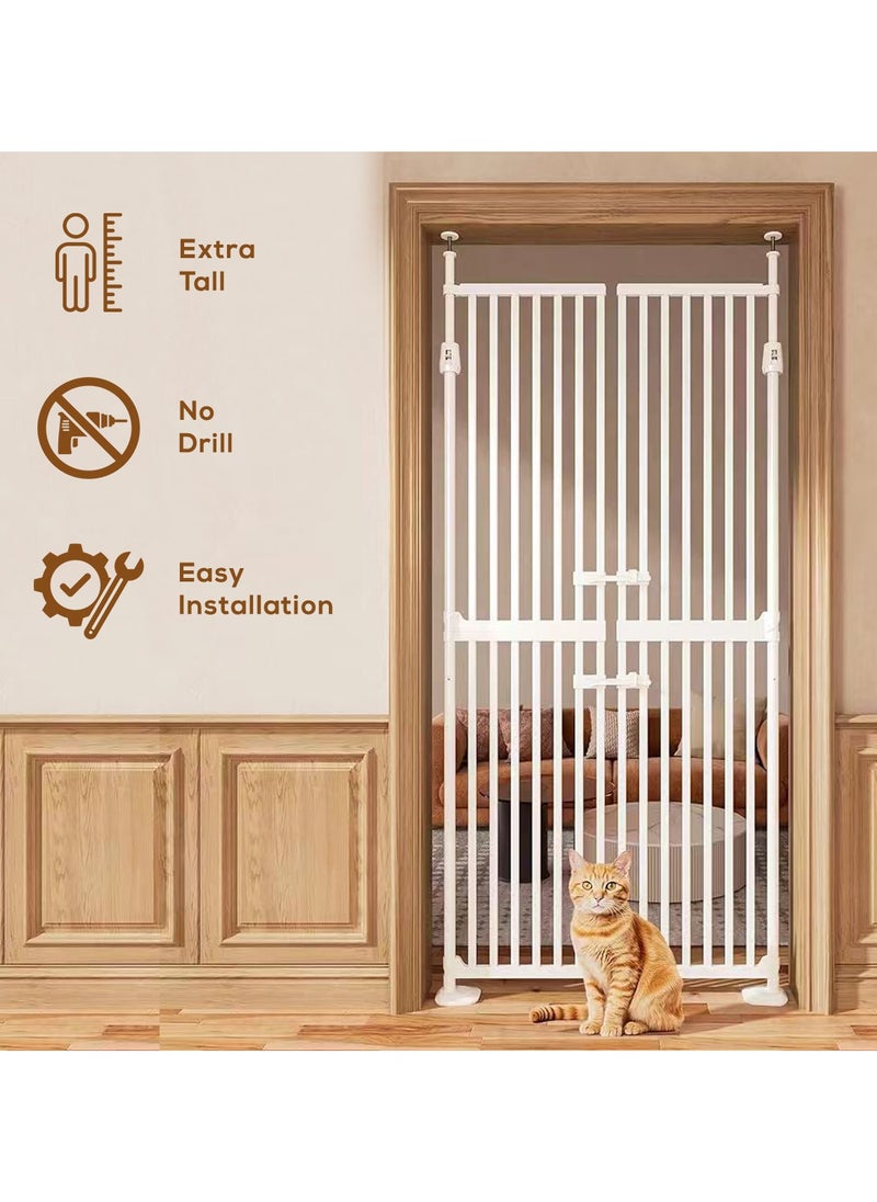 Baby Safe Extra Tall Dual Door Metal Safety Gate with 40cm Extension - White