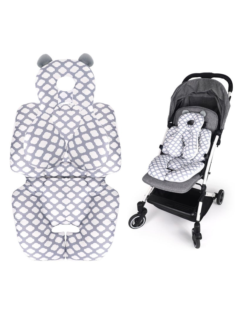Baby Seat Pad Liner for Stroller, Head and Body Support Pillow with Neck Support for Baby Car Seat and Strollers, White cloud