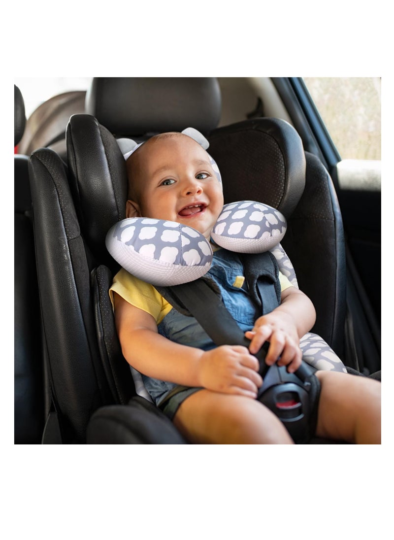 Baby Seat Pad Liner for Stroller, Head and Body Support Pillow with Neck Support for Baby Car Seat and Strollers, White cloud