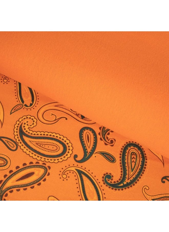 Superior Premium Cotton Flannel Duvet Cover Set, All Season 100% Brushed Cotton Flannel Bedding, 3-Piece Set with Duvet Cover and Pillow Shams - Pumpkin Paisley, Full/Queen