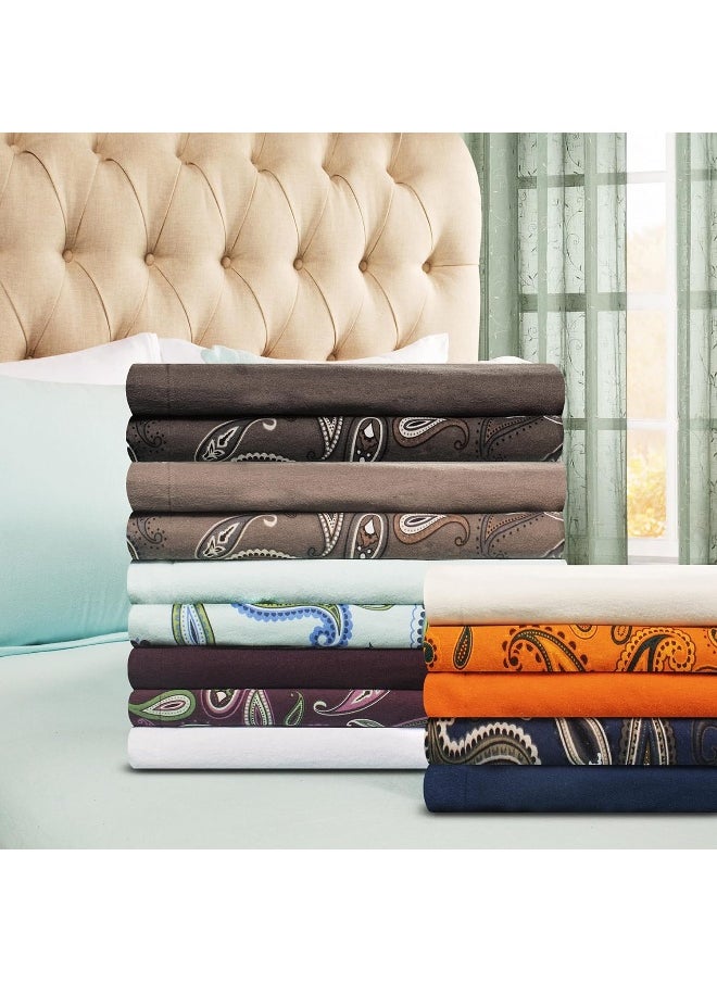 Superior Premium Cotton Flannel Duvet Cover Set, All Season 100% Brushed Cotton Flannel Bedding, 3-Piece Set with Duvet Cover and Pillow Shams - Pumpkin Paisley, Full/Queen
