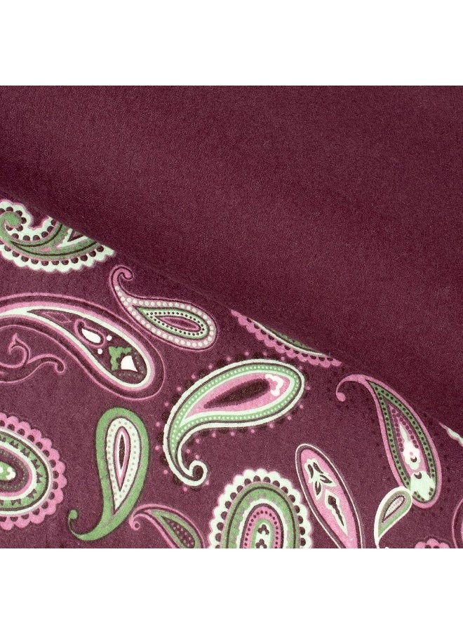 Superior Premium Cotton Flannel Duvet Cover Set, All Season 100% Brushed Cotton Flannel Bedding, 2-Piece Set with Duvet Cover and Pillow Sham - Purple Paisley, Twin